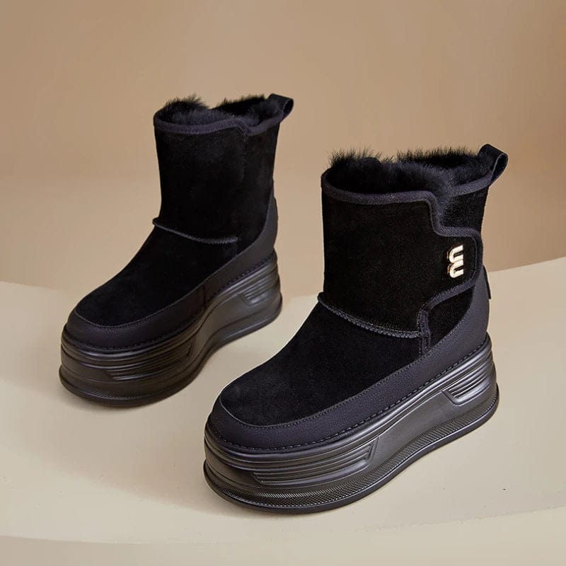 Snow Boots Women Suede Platform Wedge