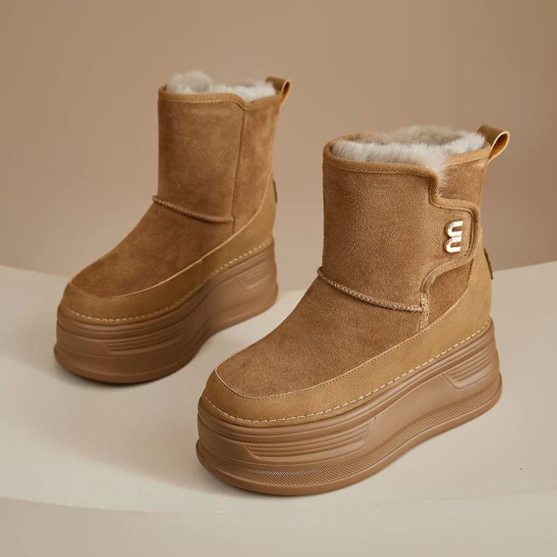 Snow Boots Women Suede Platform Wedge