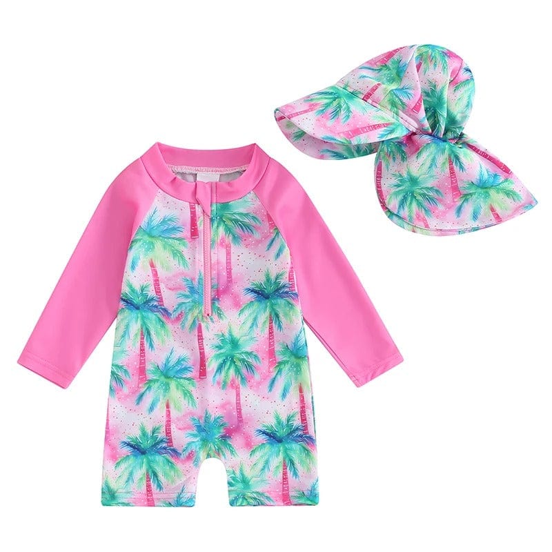 Baby Long Sleeve Rash Guard Swimsuit with Swim Cap