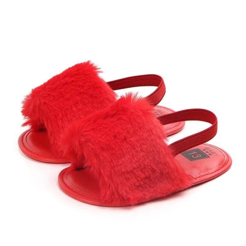 Fluffy Heart Baby Sandals