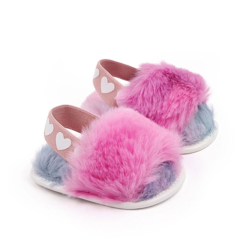 Fluffy Heart Baby Sandals