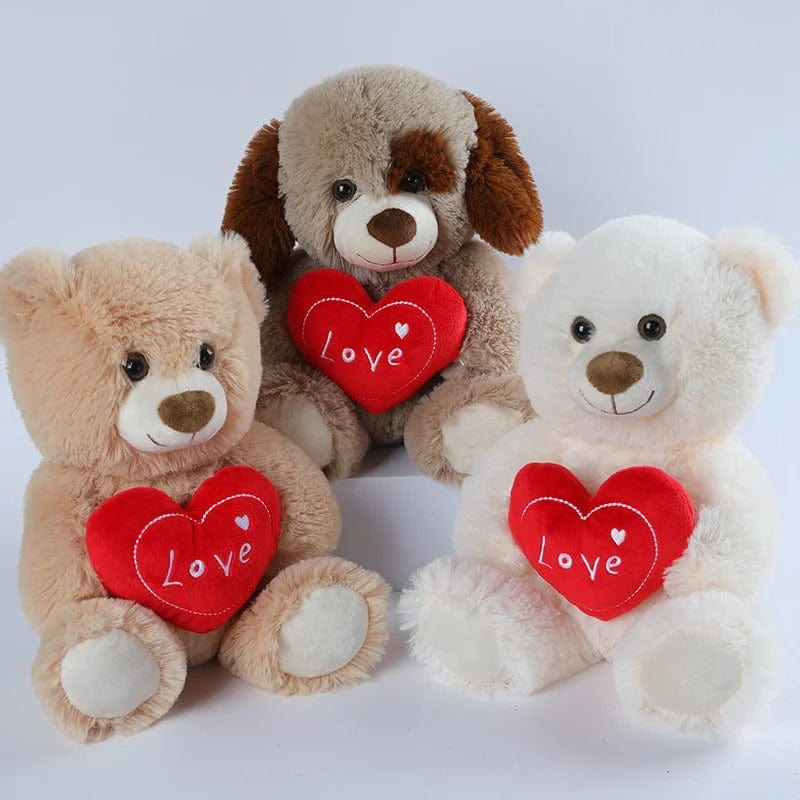 Heartfelt Love Stuffed Bear & Puppy