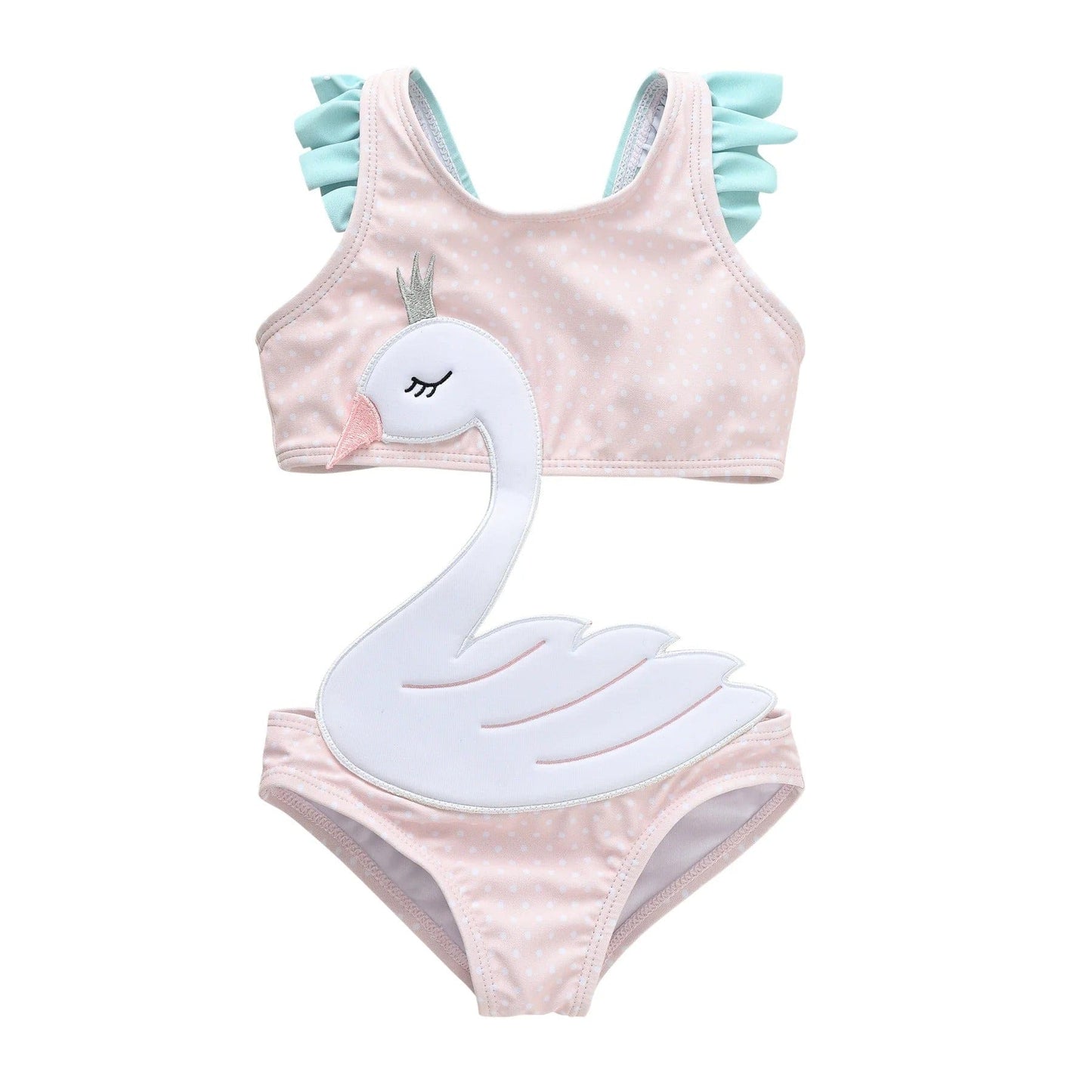 Pink Swan & Animal Cartoon Baby Swimsuit