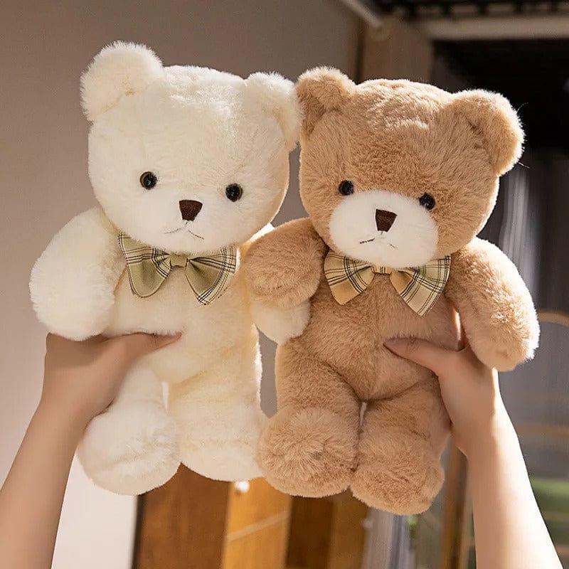 Plaid Bow Stuffed Bear - Classic Charm
