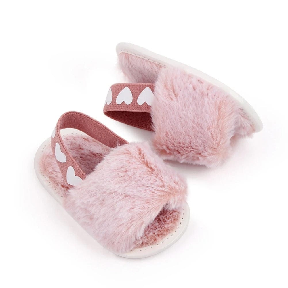 Fluffy Heart Baby Sandals