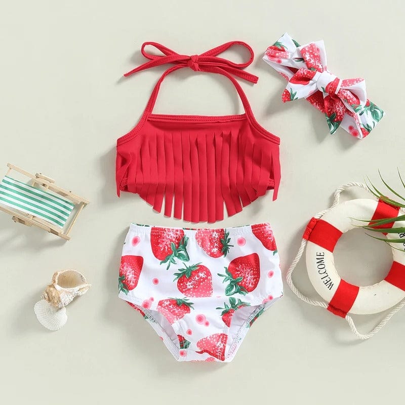 Baby Swimsuit - 3-Piece Tassel Bikini Set