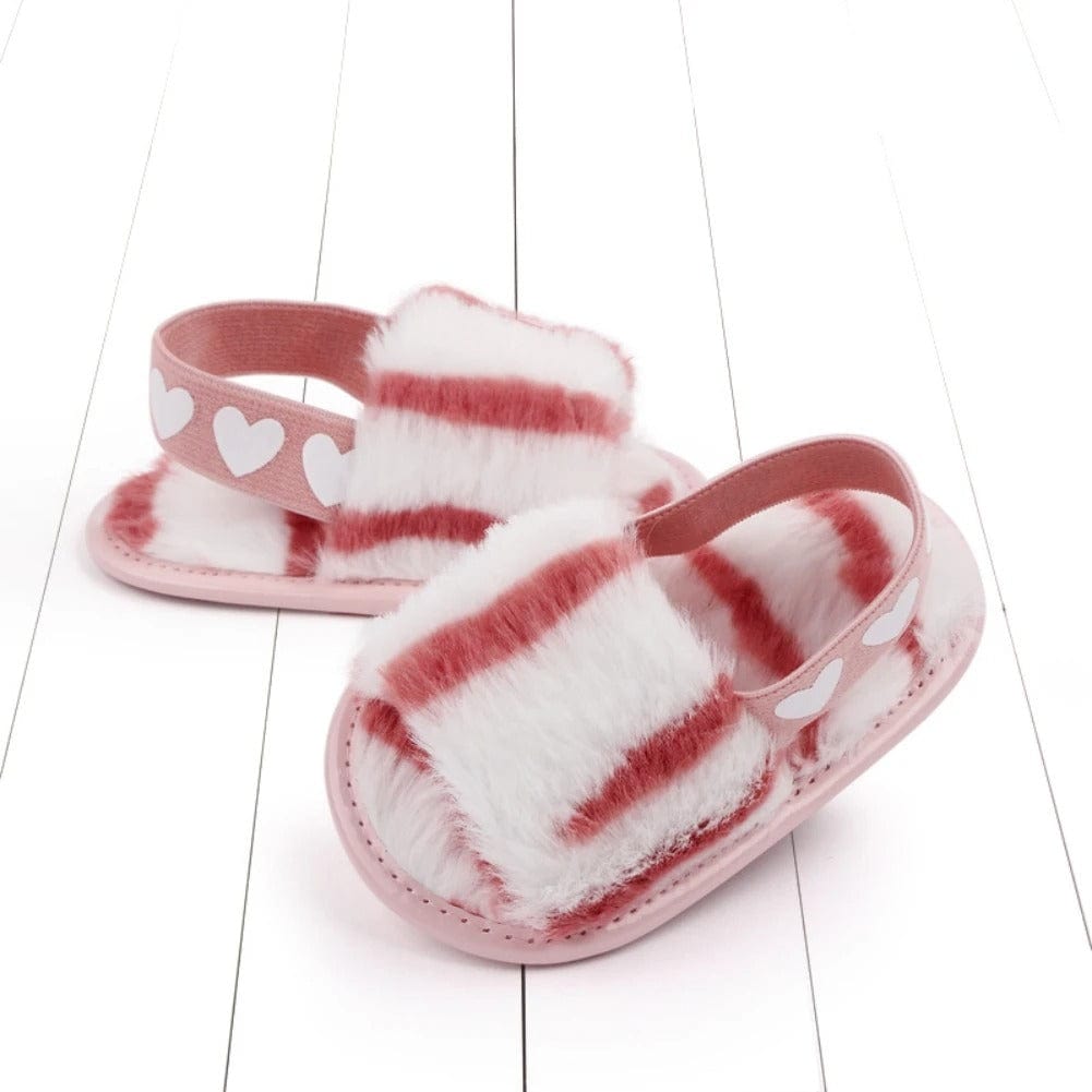 Fluffy Heart Baby Sandals