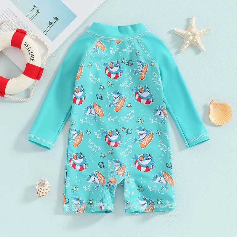 Baby Swimsuit - Shark Print Rash Guard