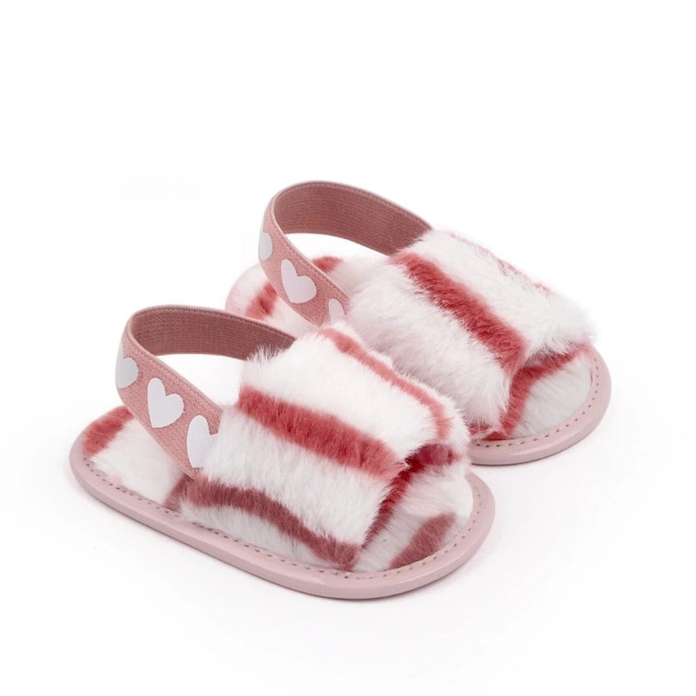 Fluffy Heart Baby Sandals