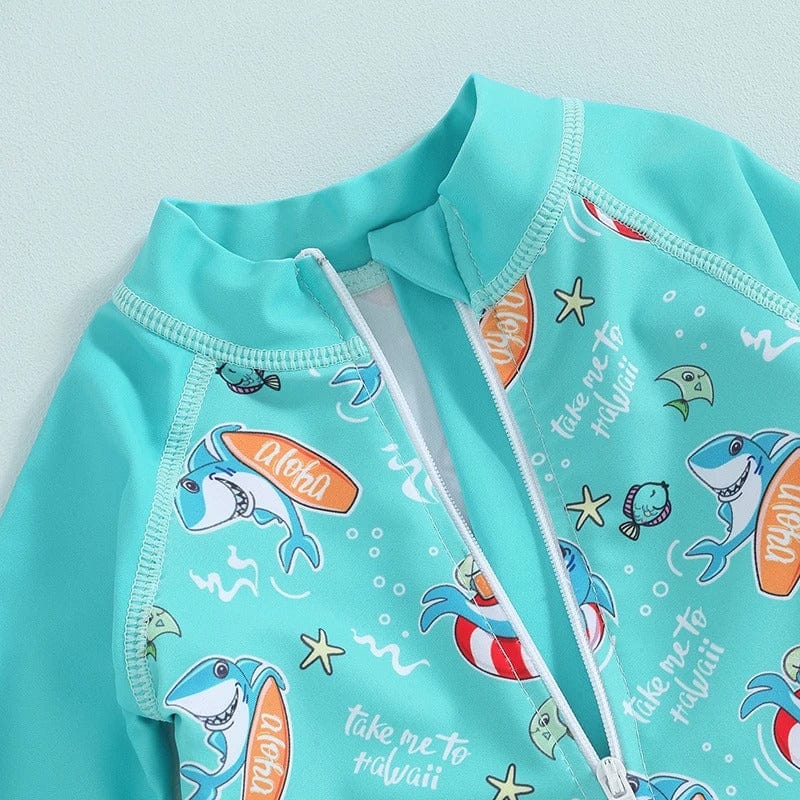 Baby Swimsuit - Shark Print Rash Guard