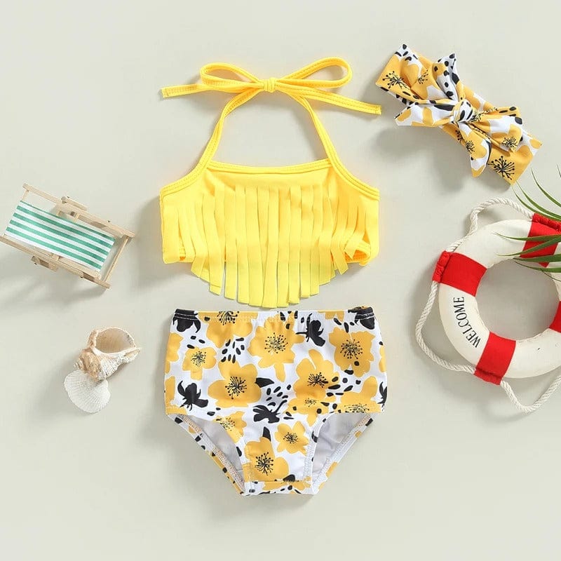 Baby Swimsuit - 3-Piece Tassel Bikini Set