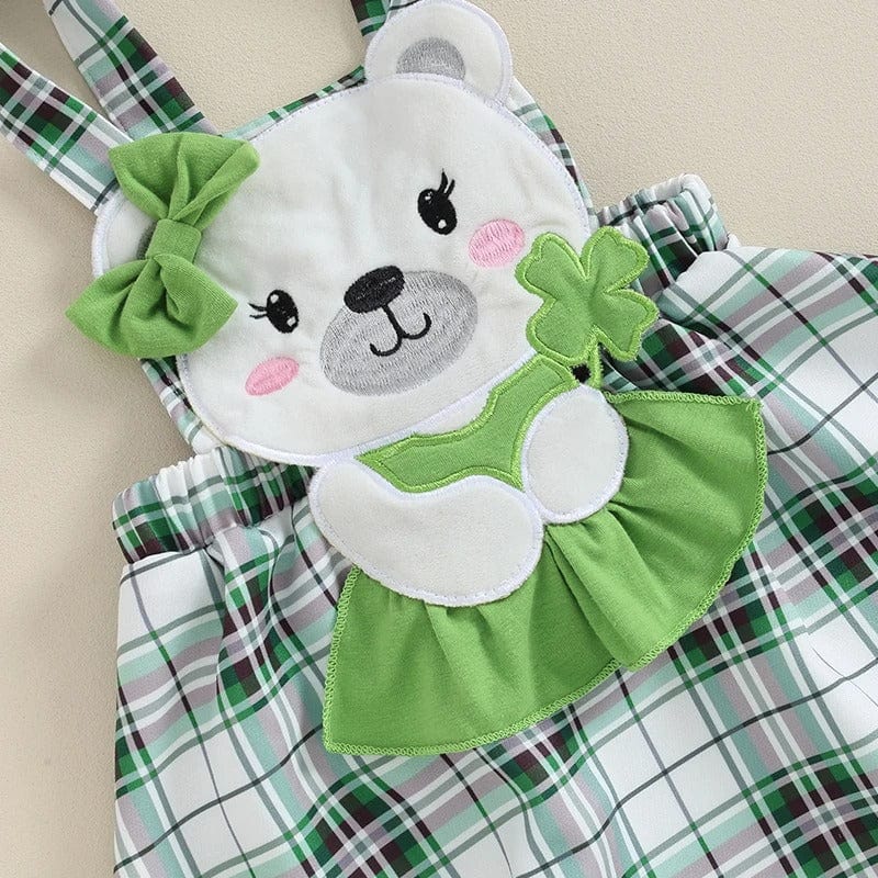 Complete Baby St. Patrick’s Outfit with Skirt, Romper, and Headband