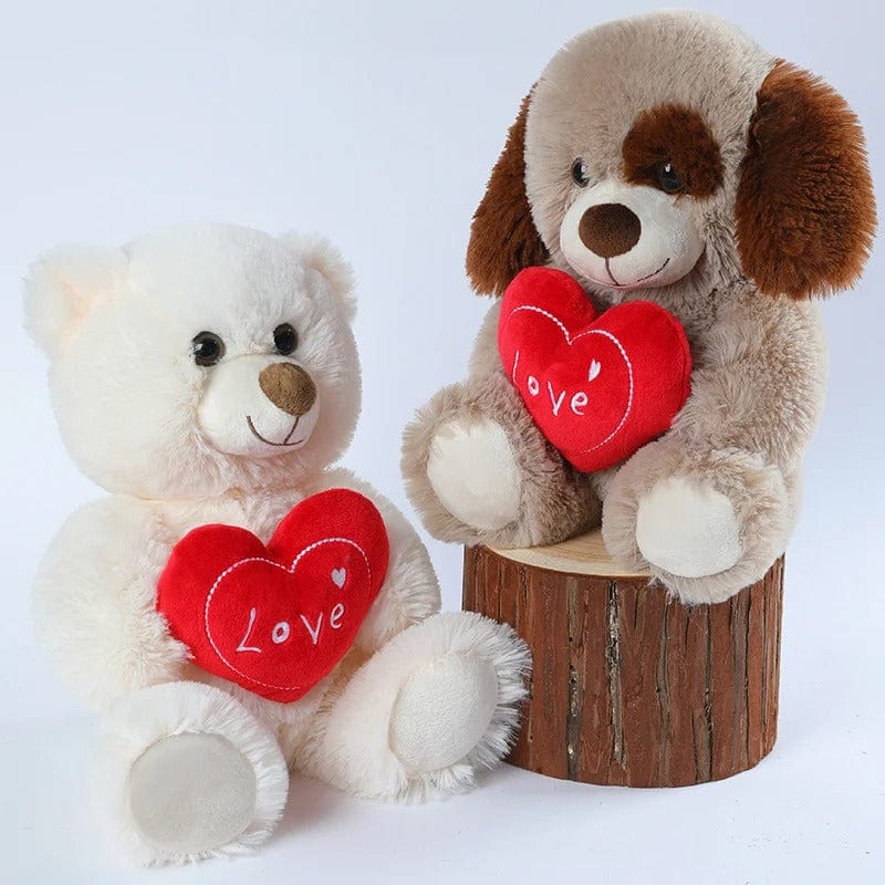 Heartfelt Love Stuffed Bear & Puppy