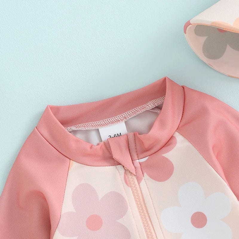 Baby Long Sleeve Rash Guard Swimsuit with Swim Cap