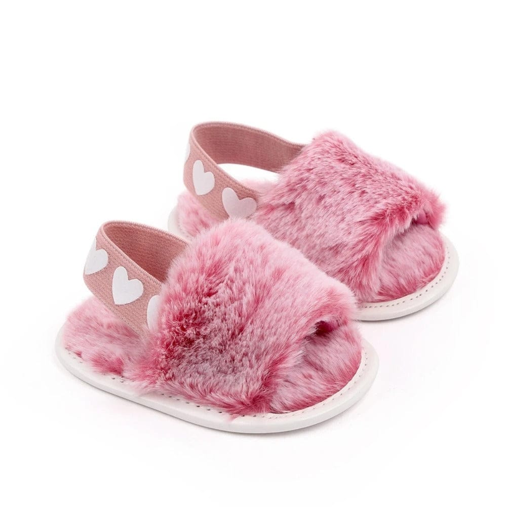 Fluffy Heart Baby Sandals