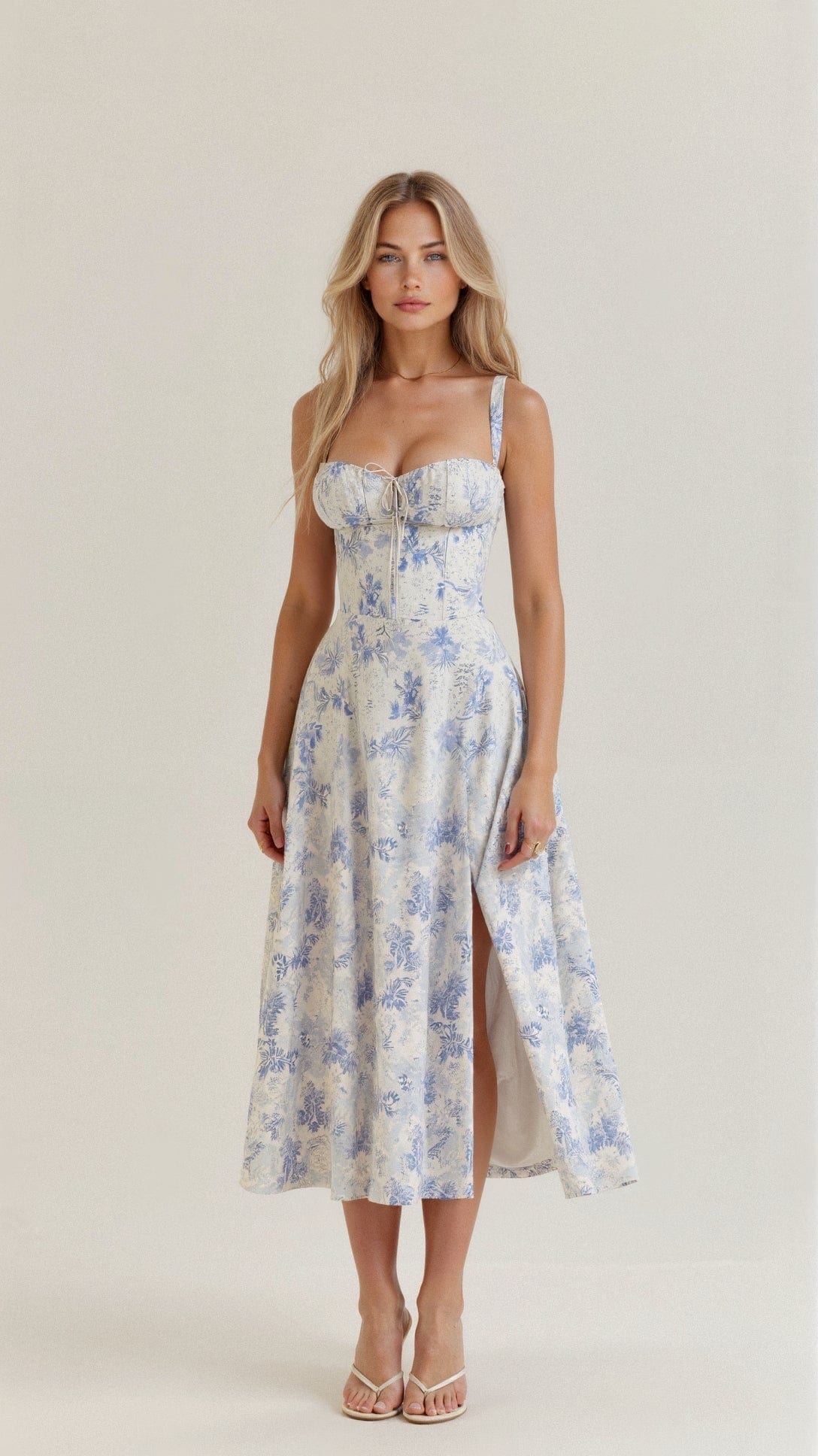 Elegant Bustier Waist Dress with Slit