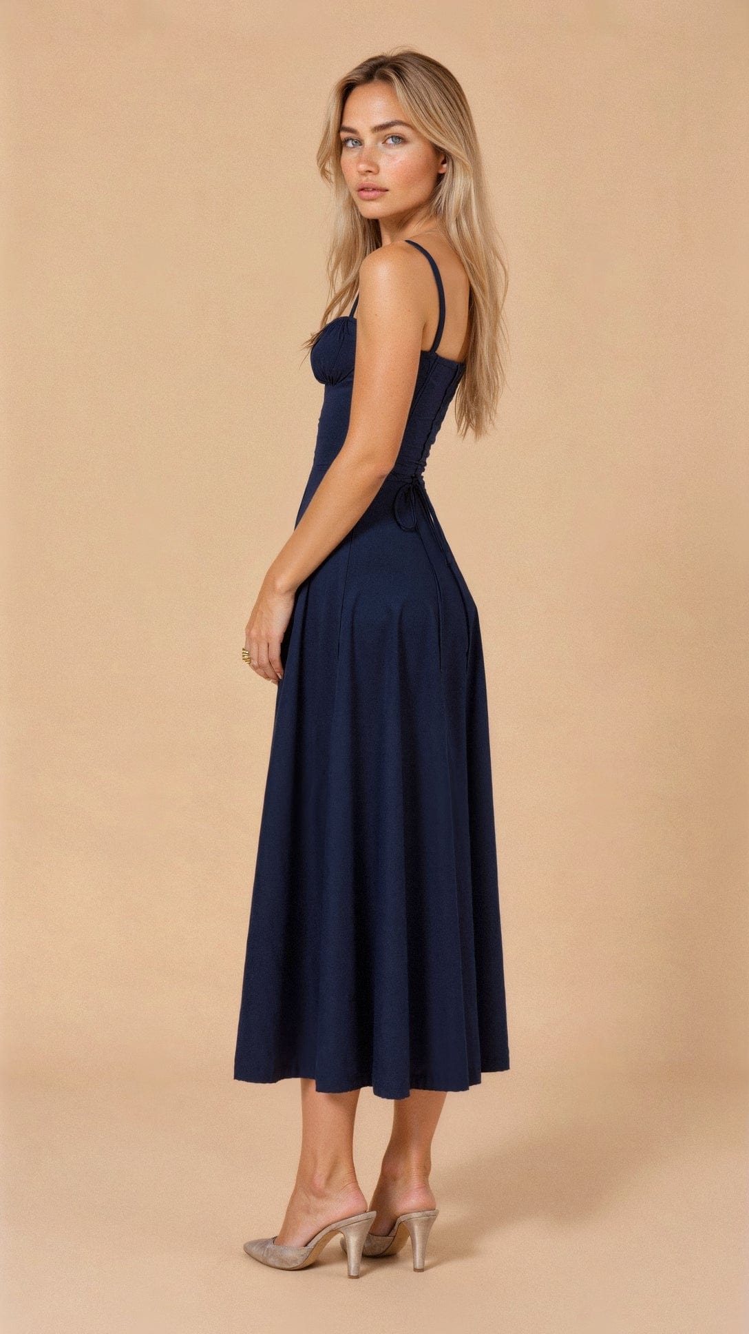 Elegant Bustier Waist Dress with Slit