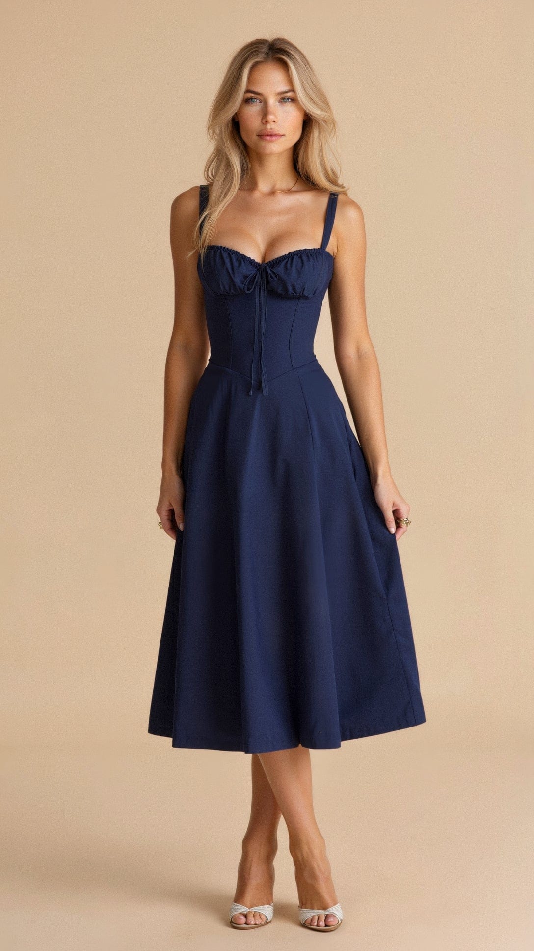 Elegant Bustier Waist Dress with Slit