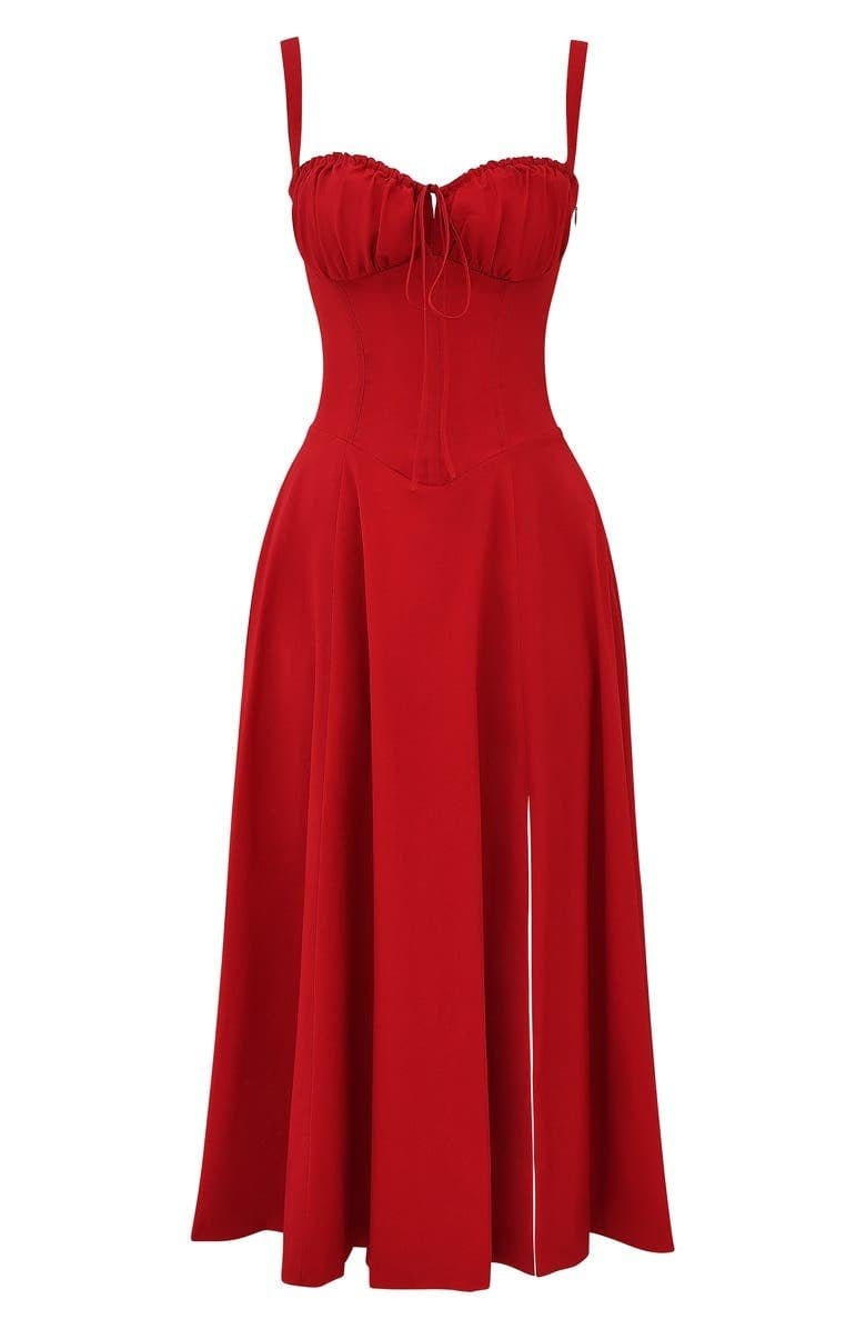 Elegant Bustier Waist Dress with Slit