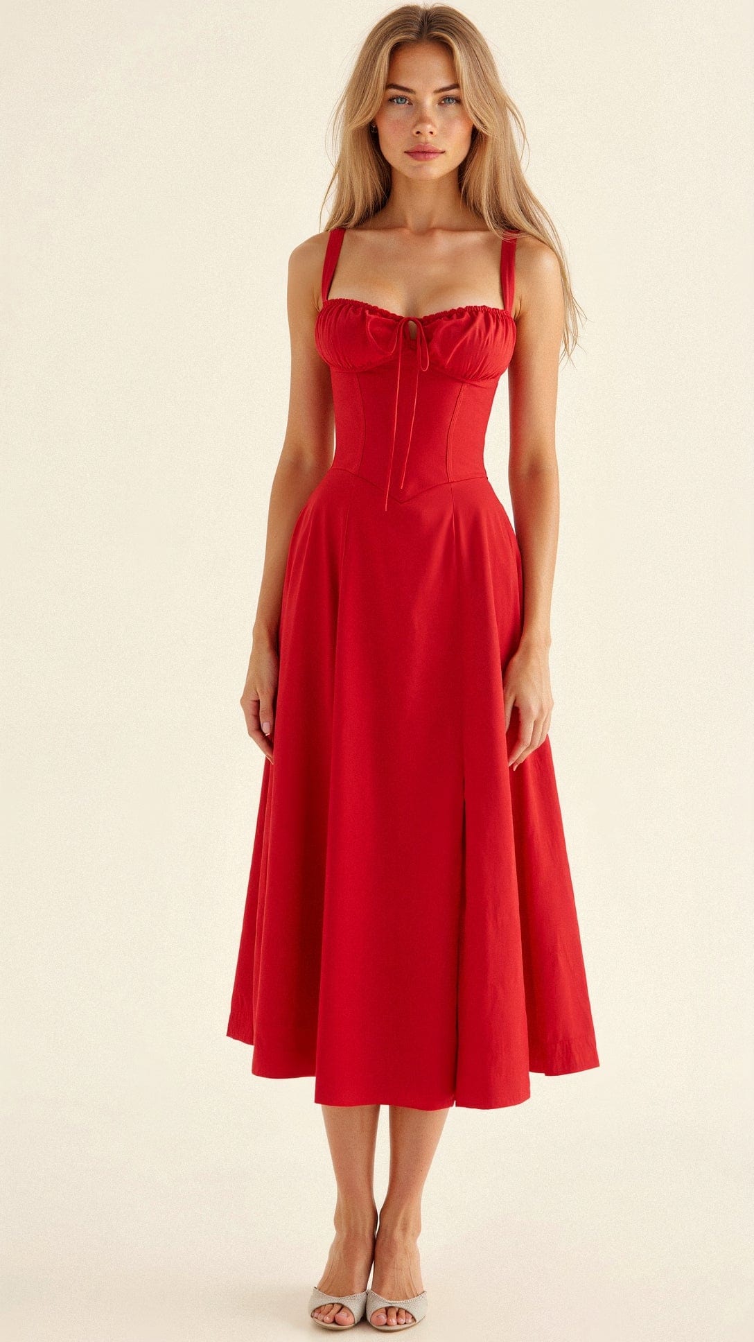 Elegant Bustier Waist Dress with Slit