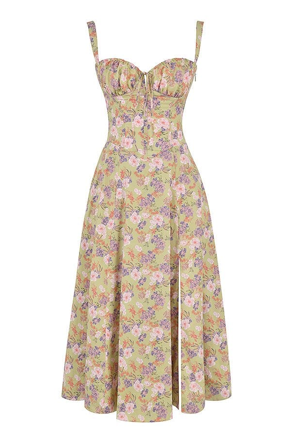 Elegant Bustier Waist Dress with Slit