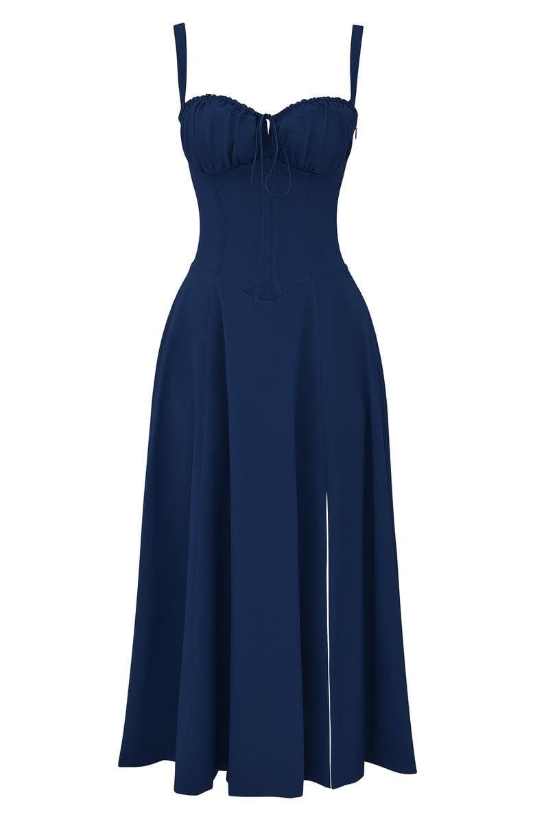 Elegant Bustier Waist Dress with Slit