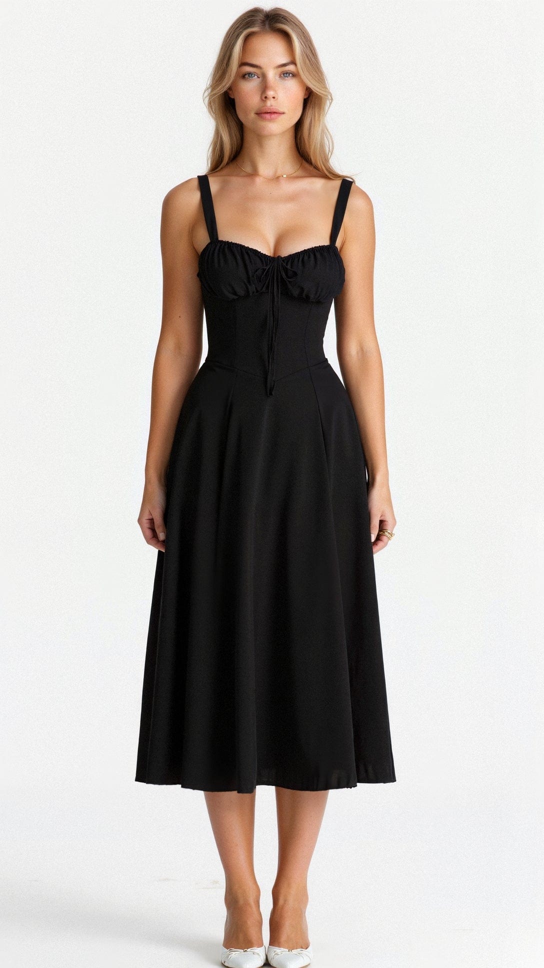 Elegant Bustier Waist Dress with Slit