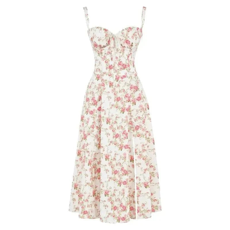 Elegant Bustier Waist Dress with Slit