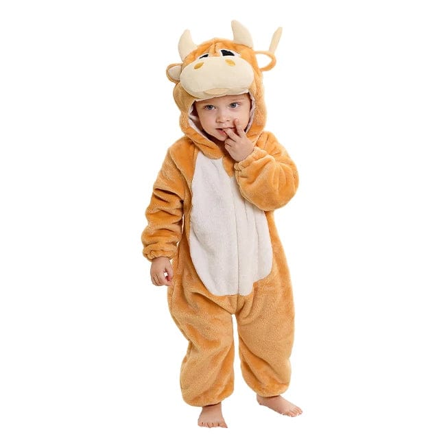 Flannel Hooded Animal Baby Snowsuit