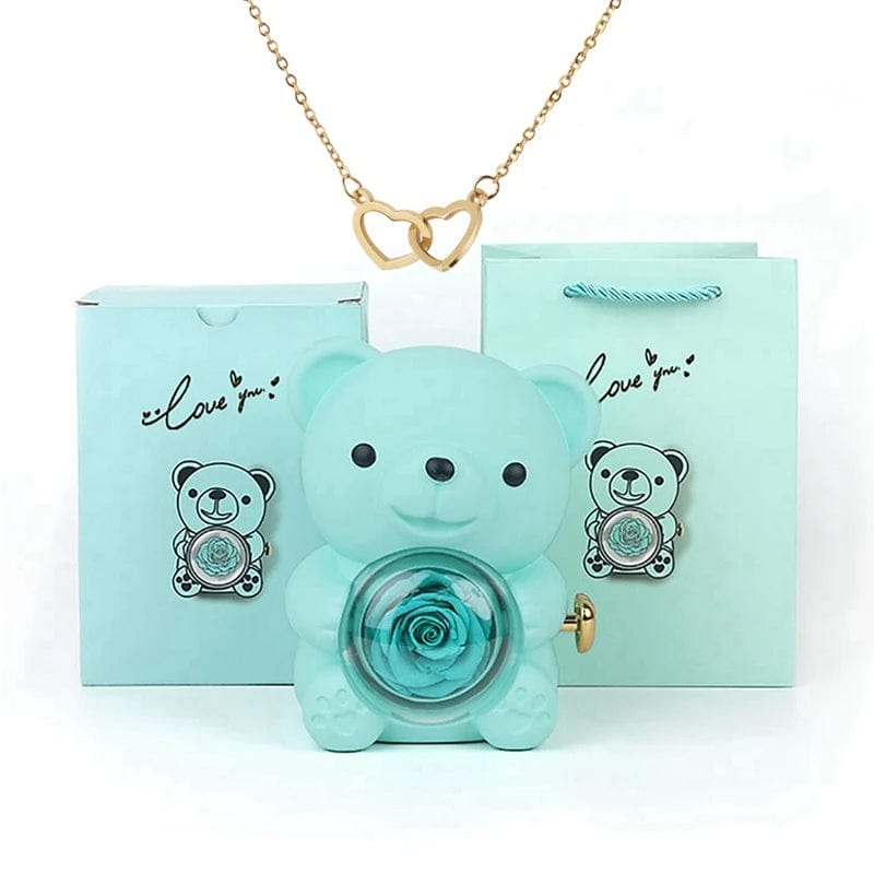 Timeless Rose Bear Necklace Gift Set