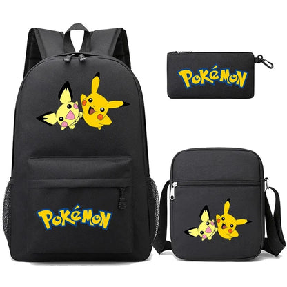 Pokemon Backpack 3-Piece Set with Colorful Print