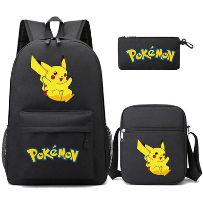 Pokemon Backpack 3-Piece Set with Colorful Print