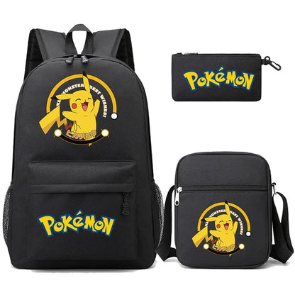 Pokemon Backpack 3-Piece Set with Colorful Print