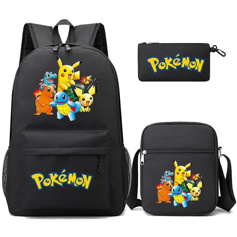 Pokemon Backpack 3-Piece Set with Colorful Print