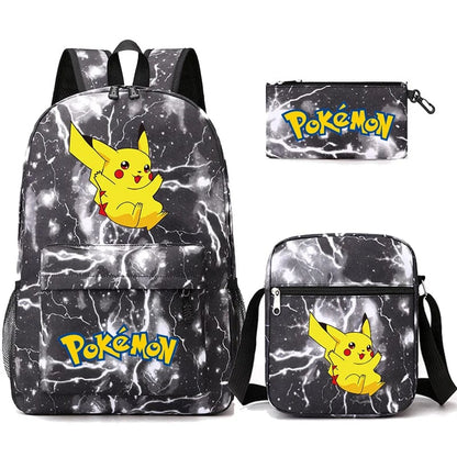 Pokemon Backpack 3-Piece Set with Colorful Print