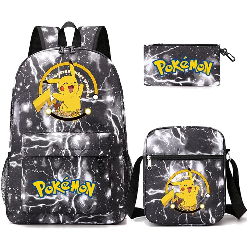 Pokemon Backpack 3-Piece Set with Colorful Print