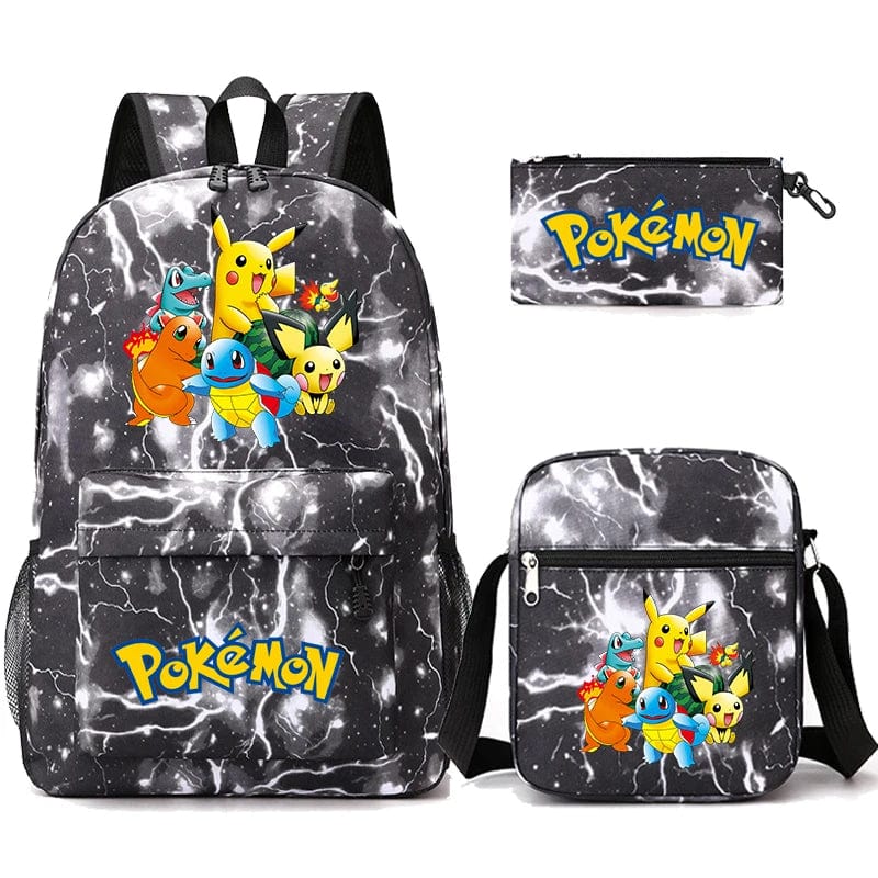 Pokemon Backpack 3-Piece Set with Colorful Print