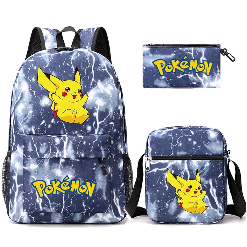 Pokemon Backpack 3-Piece Set with Colorful Print