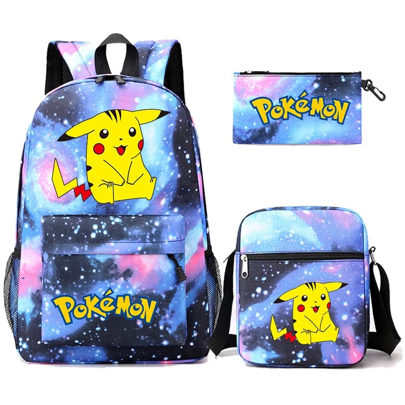 Pokemon Backpack 3-Piece Set with Colorful Print