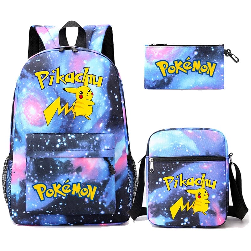 Pokemon Backpack 3-Piece Set with Colorful Print