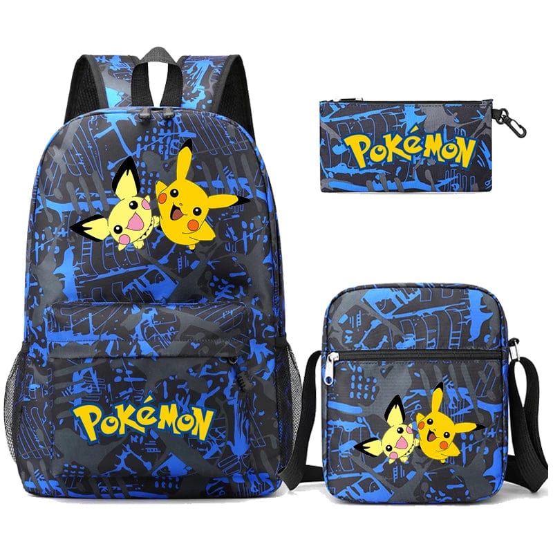 Pokemon Backpack 3-Piece Set with Colorful Print