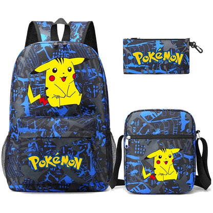 Pokemon Backpack 3-Piece Set with Colorful Print