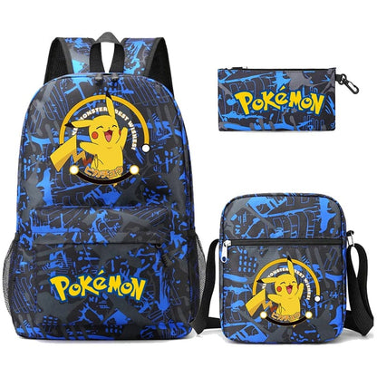 Pokemon Backpack 3-Piece Set with Colorful Print