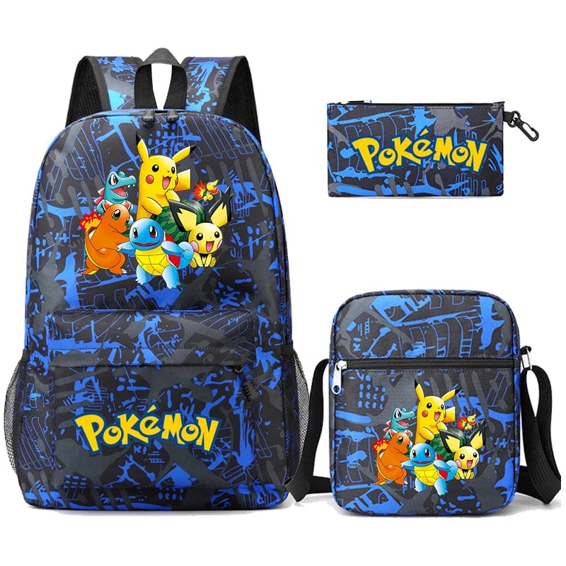 Pokemon Backpack 3-Piece Set with Colorful Print