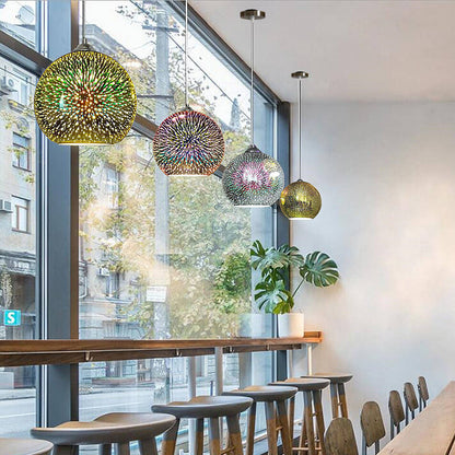 Vibrant 3D Firework Glass Pendant Light