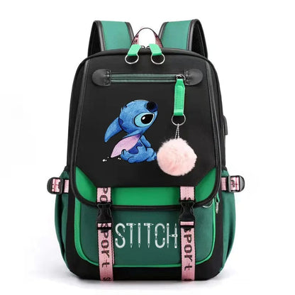 Stitch Backpack USB Charging for Boys and Girls