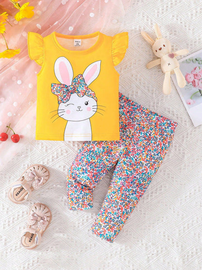 Adorable Baby Easter Outfit: Cute Rabbit Print Set