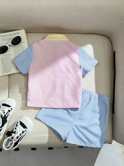 Adorable Baby Easter Outfit: Color Block Polo & Shorts Set