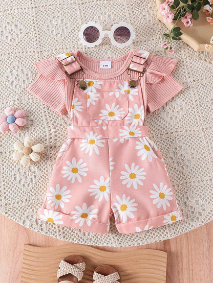 Adorable St. Patrick's Day Outfit for Baby Girls - Cute Romper & Bib Pants Set