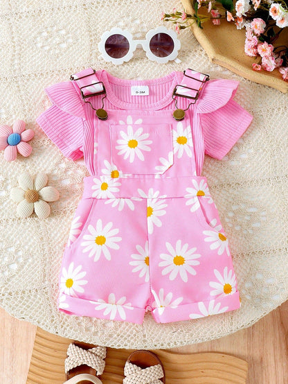 Adorable St. Patrick's Day Outfit for Baby Girls - Cute Romper & Bib Pants Set
